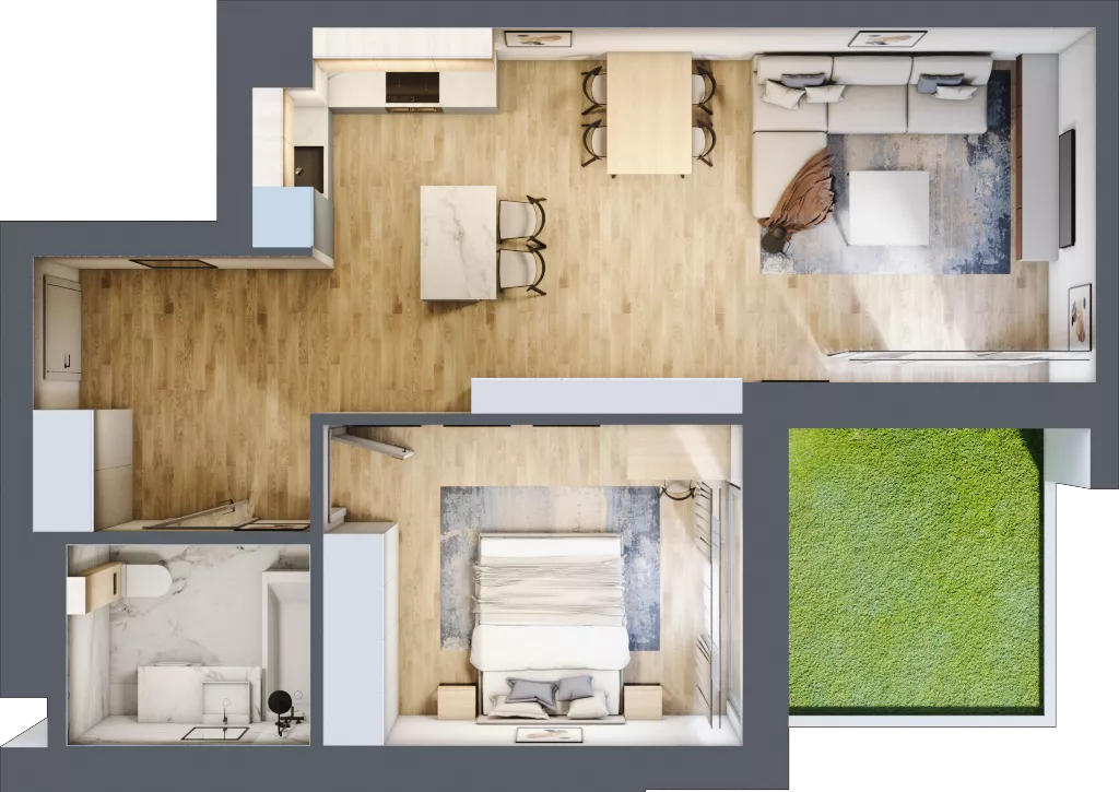 2 pokoje, mieszkanie 56,04 m², parter, oferta nr A.158, Osiedle Fokus Ursus, Warszawa, Ursus, Szamoty, ul. Posag 7 Panien / Gierdziejewskiego