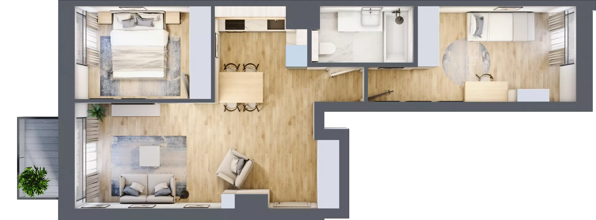 3 pokoje, mieszkanie 57,39 m², piętro 2, oferta nr A.7, Osiedle Fokus Ursus, Warszawa, Ursus, Szamoty, ul. Posag 7 Panien / Gierdziejewskiego