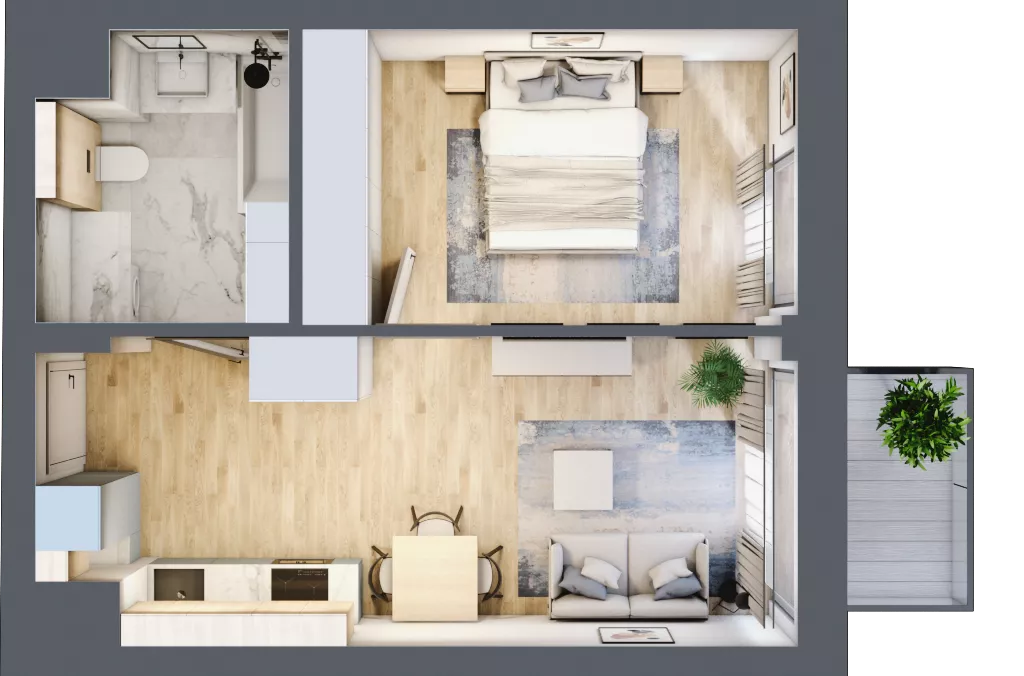 2 pokoje, mieszkanie 38,48 m², piętro 1, oferta nr A.272, Osiedle Fokus Ursus, Warszawa, Ursus, Szamoty, ul. Posag 7 Panien / Gierdziejewskiego