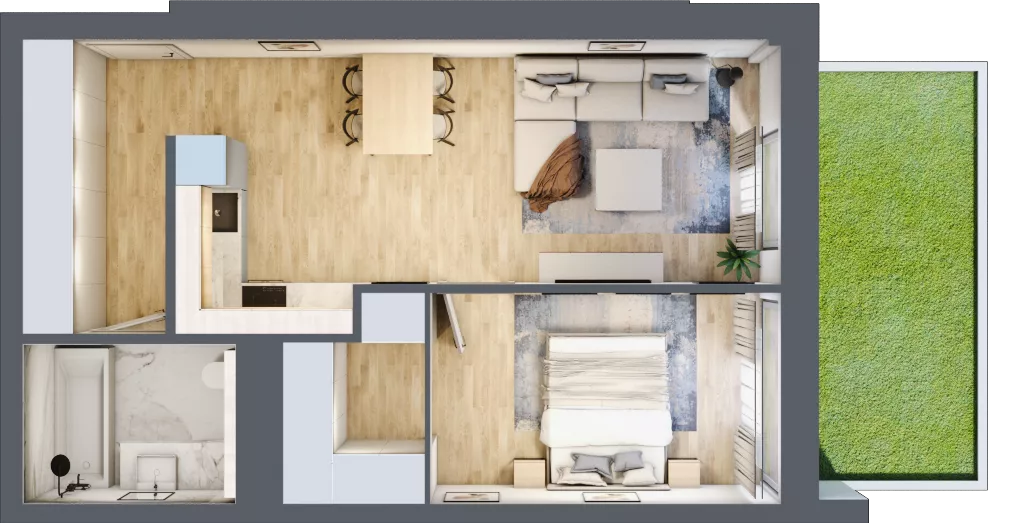 2 pokoje, mieszkanie 49,21 m², parter, oferta nr A.112, Osiedle Fokus Ursus, Warszawa, Ursus, Szamoty, ul. Posag 7 Panien / Gierdziejewskiego