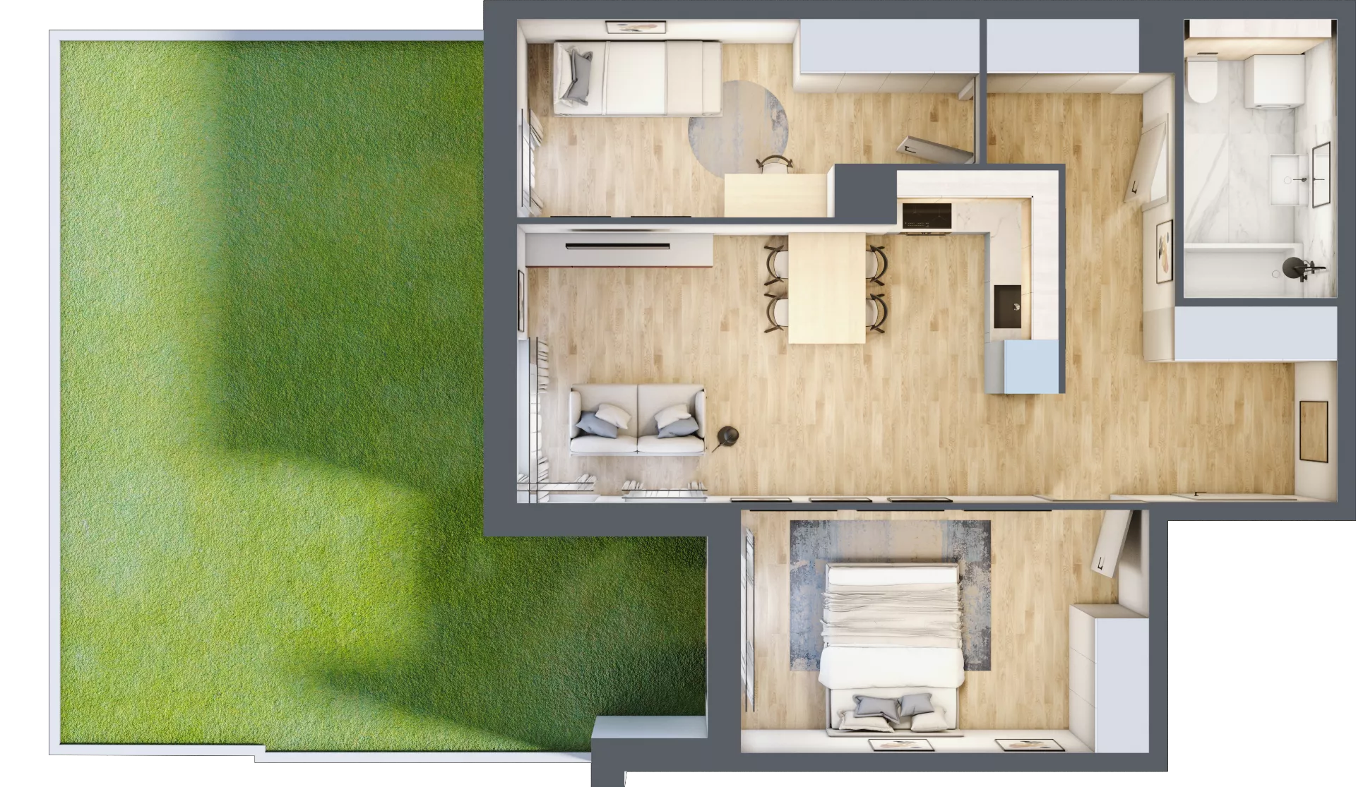 3 pokoje, apartament 59,80 m², parter, oferta nr F3, Nowe Żerniki Bieńkowskiego, Wrocław, Żerniki, Fabryczna, ul. Bieńkowskiego