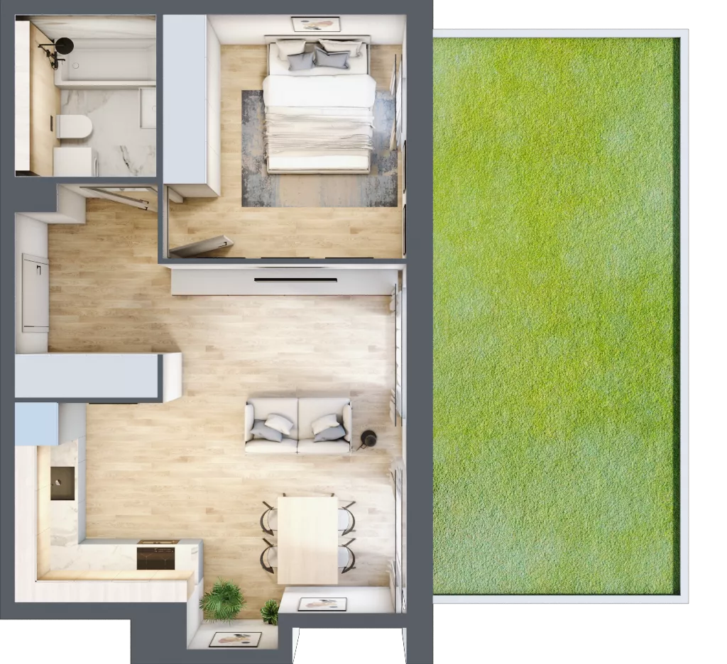2 pokoje, apartament 44,46 m², parter, oferta nr F5, Nowe Żerniki Bieńkowskiego, Wrocław, Żerniki, Fabryczna, ul. Bieńkowskiego