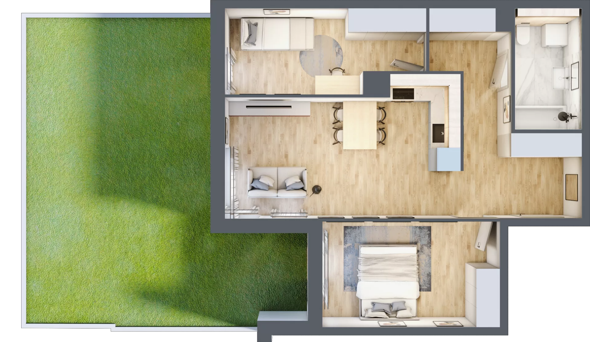 3 pokoje, apartament 59,69 m², parter, oferta nr H4, Nowe Żerniki Bieńkowskiego, Wrocław, Żerniki, Fabryczna, ul. Bieńkowskiego
