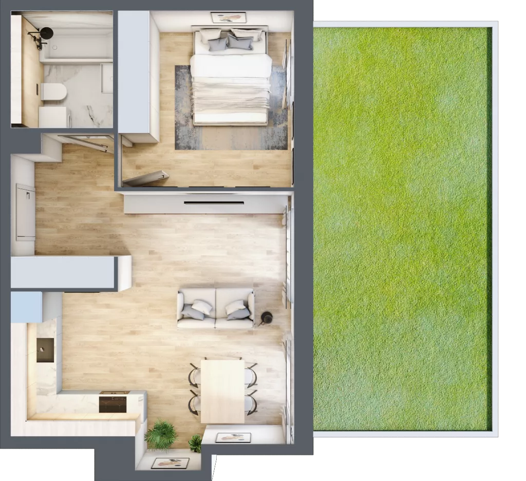 2 pokoje, apartament 44,53 m², parter, oferta nr H6, Nowe Żerniki Bieńkowskiego, Wrocław, Żerniki, Fabryczna, ul. Bieńkowskiego