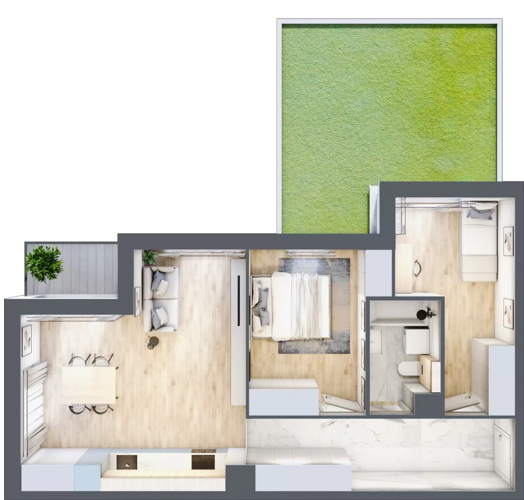3 pokoje, apartament 59,88 m², parter, oferta nr K2, Nowe Żerniki Bieńkowskiego, Wrocław, Żerniki, Fabryczna, ul. Bieńkowskiego