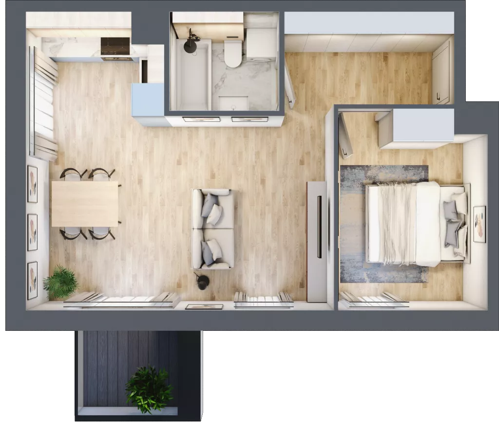 2 pokoje, apartament 43,13 m², piętro 1, oferta nr J7, Nowe Żerniki Bieńkowskiego, Wrocław, Żerniki, Fabryczna, ul. Bieńkowskiego