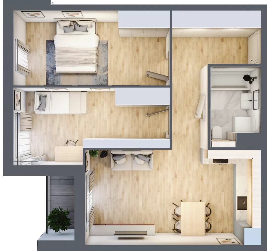 3 pokoje, apartament 61,47 m², piętro 1, oferta nr K15, Nowe Żerniki Bieńkowskiego, Wrocław, Żerniki, Fabryczna, ul. Bieńkowskiego