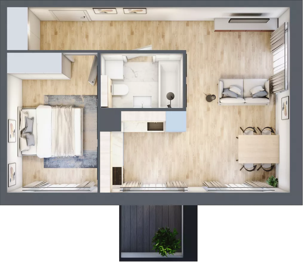 2 pokoje, apartament 43,64 m², piętro 1, oferta nr K17, Nowe Żerniki Bieńkowskiego, Wrocław, Żerniki, Fabryczna, ul. Bieńkowskiego