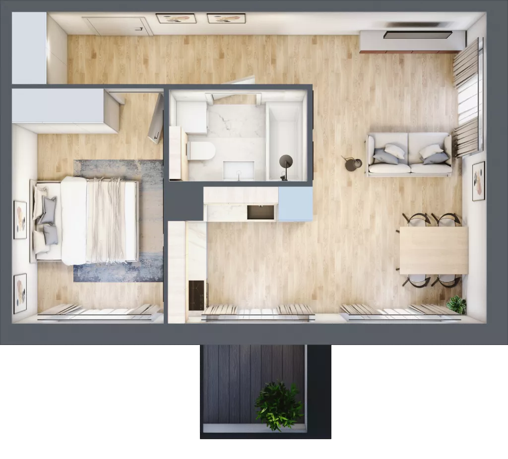 2 pokoje, apartament 43,49 m², piętro 2, oferta nr K27, Nowe Żerniki Bieńkowskiego, Wrocław, Żerniki, Fabryczna, ul. Bieńkowskiego