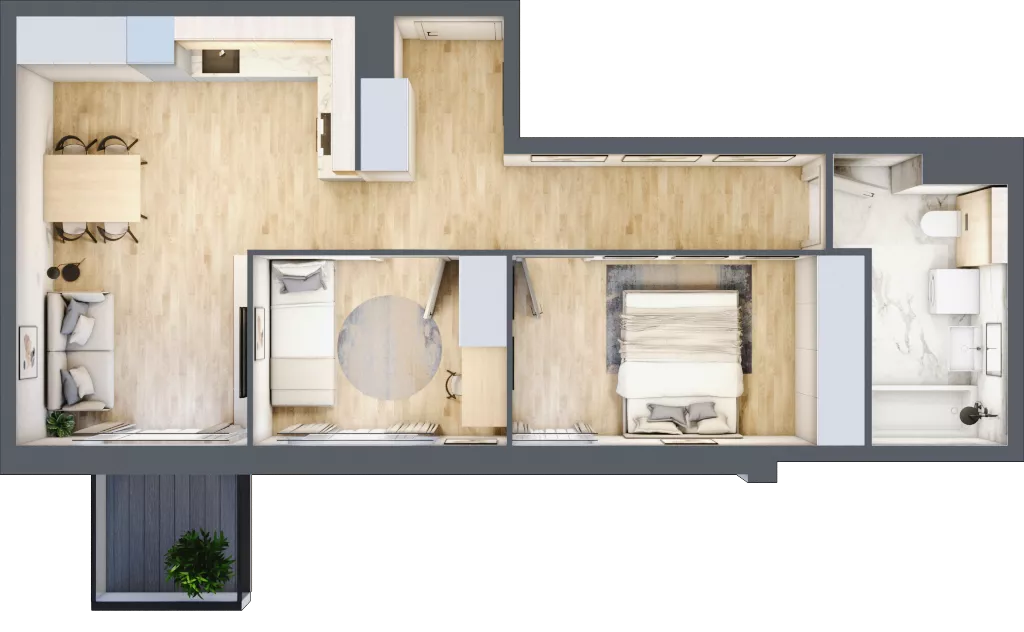 3 pokoje, apartament 55,14 m², piętro 3, oferta nr E21, Nowe Żerniki Bieńkowskiego, Wrocław, Żerniki, Fabryczna, ul. Bieńkowskiego