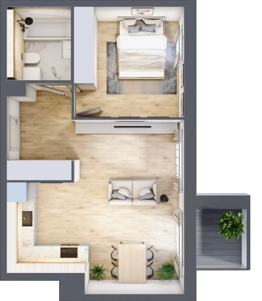 2 pokoje, apartament 45,41 m², piętro 3, oferta nr F22, Nowe Żerniki Bieńkowskiego, Wrocław, Żerniki, Fabryczna, ul. Bieńkowskiego