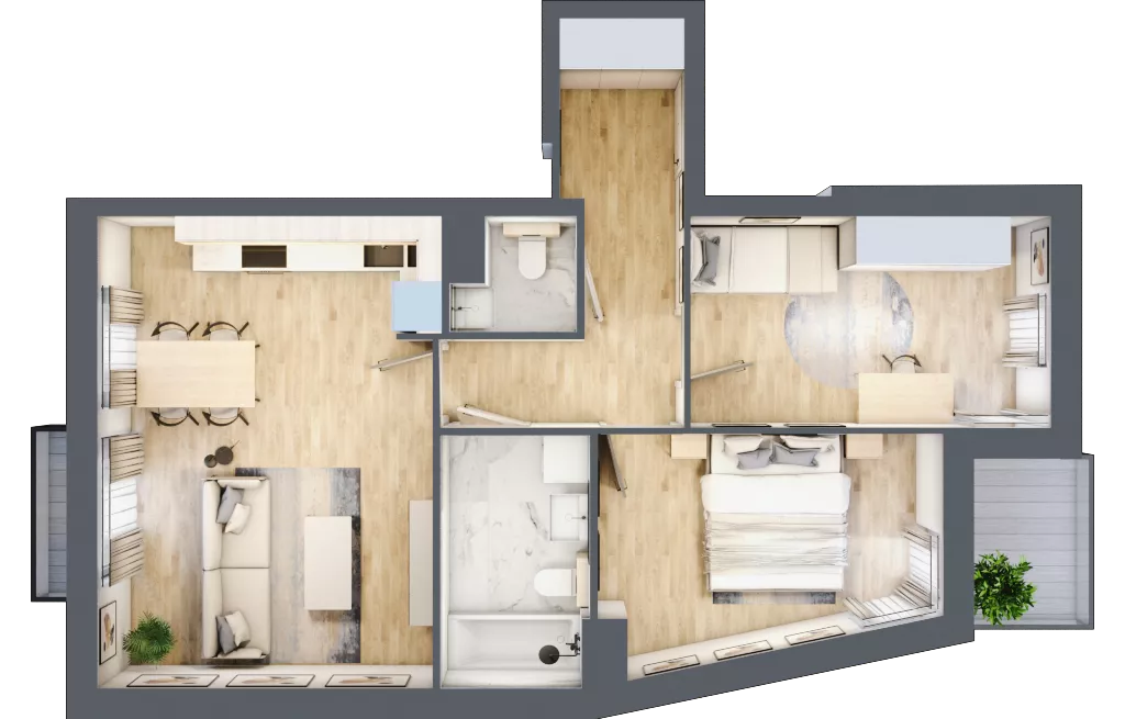 3 pokoje, mieszkanie 60,52 m², piętro 1, oferta nr 7, Nowa Pszczelna, Kraków, Dębniki, Ruczaj, ul. Pszczelna 38