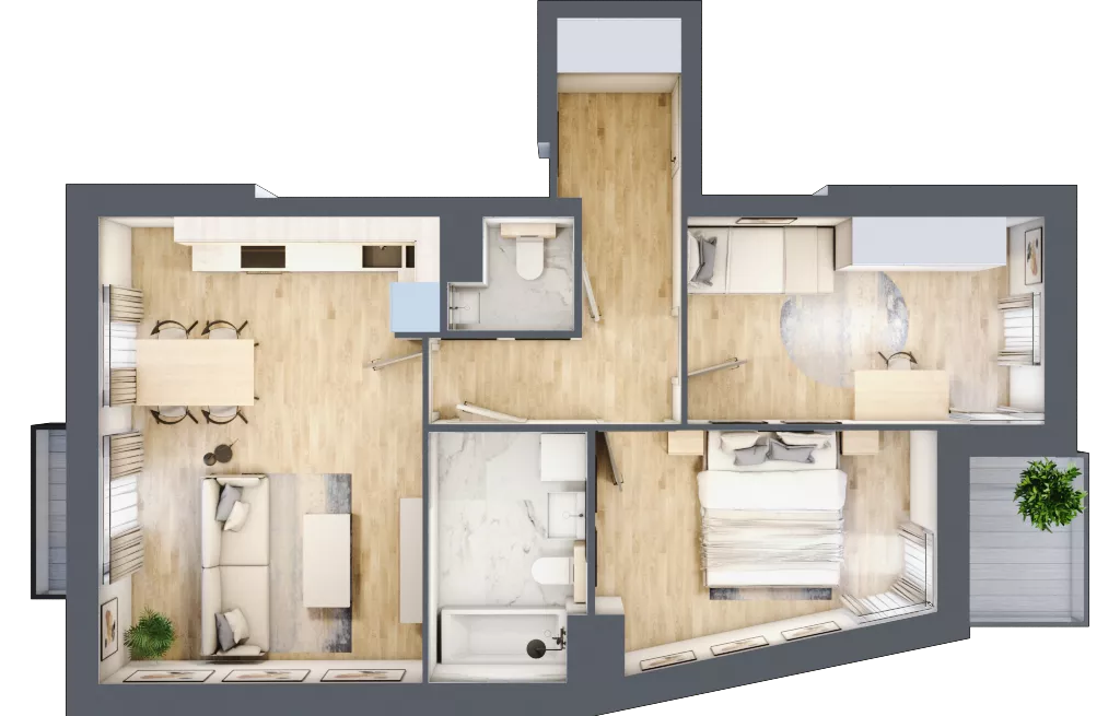 3 pokoje, mieszkanie 59,86 m², parter, oferta nr 1, Nowa Pszczelna, Kraków, Dębniki, Ruczaj, ul. Pszczelna 38