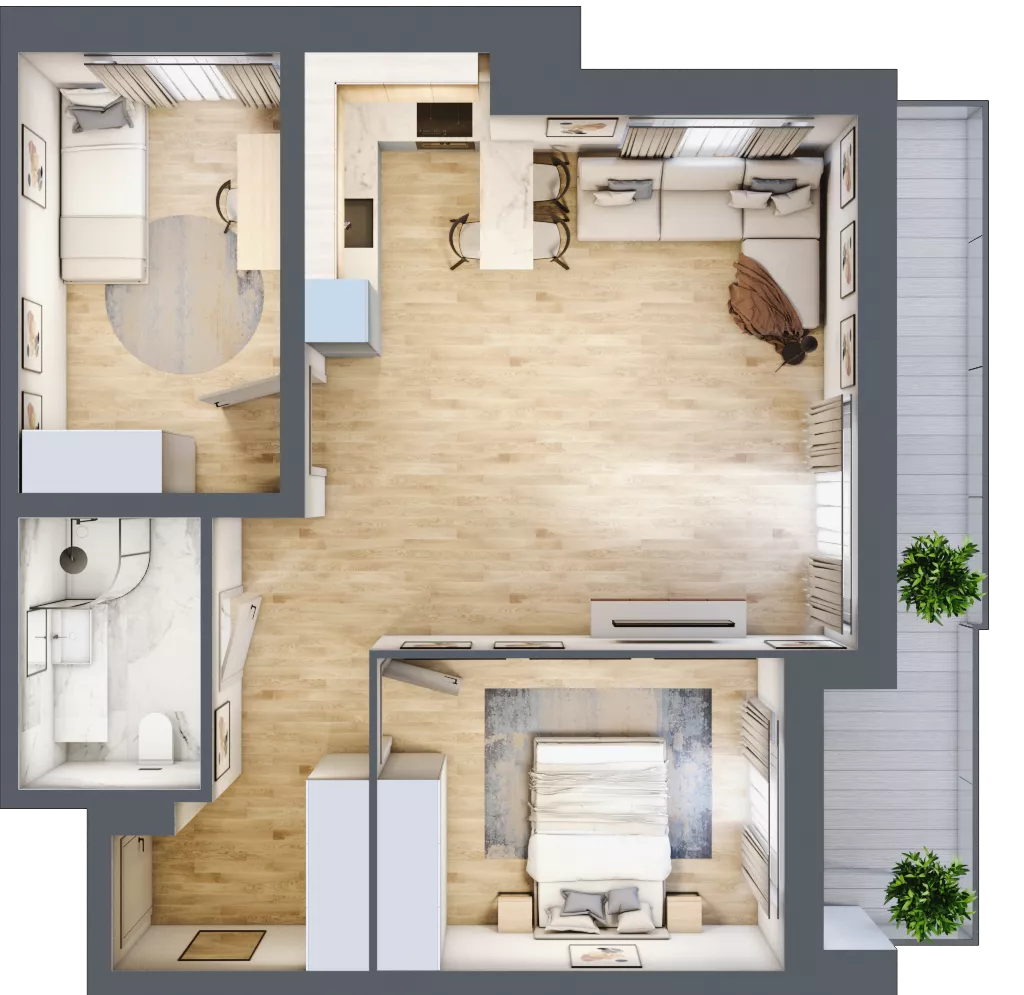 3 pokoje, mieszkanie 60,35 m², piętro 2, oferta nr F-BYD-E1-LM-2_M23, Osiedle Nowe Horyzonty, Bydgoszcz, Bartodzieje, ul. Mała 8,10 / Fordońska 16,18
