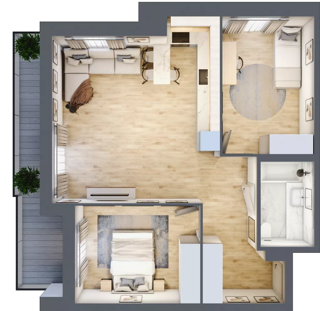 3 pokoje, mieszkanie 61,11 m², piętro 3, oferta nr F-BYD-E1-LM-2_M33, Osiedle Nowe Horyzonty, Bydgoszcz, Bartodzieje, ul. Mała 8,10 / Fordońska 16,18