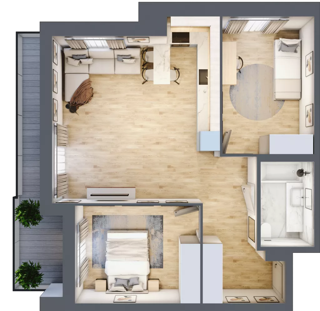 3 pokoje, mieszkanie 61,18 m², piętro 4, oferta nr F-BYD-E1-LM-2_M44, Osiedle Nowe Horyzonty, Bydgoszcz, Bartodzieje, ul. Mała 8,10 / Fordońska 16,18