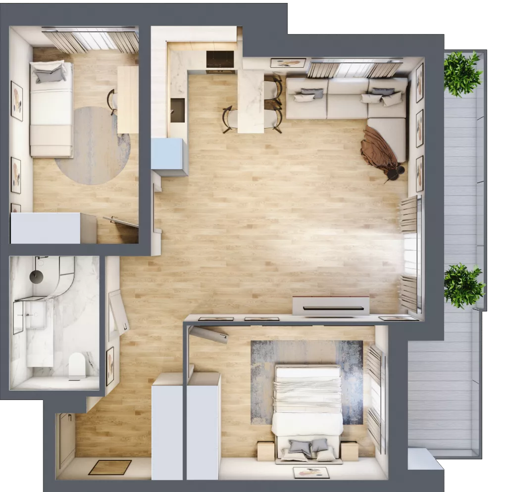 3 pokoje, mieszkanie 60,08 m², piętro 4, oferta nr F-BYD-E1-LM-2_M45, Osiedle Nowe Horyzonty, Bydgoszcz, Bartodzieje, ul. Mała 8,10 / Fordońska 16,18