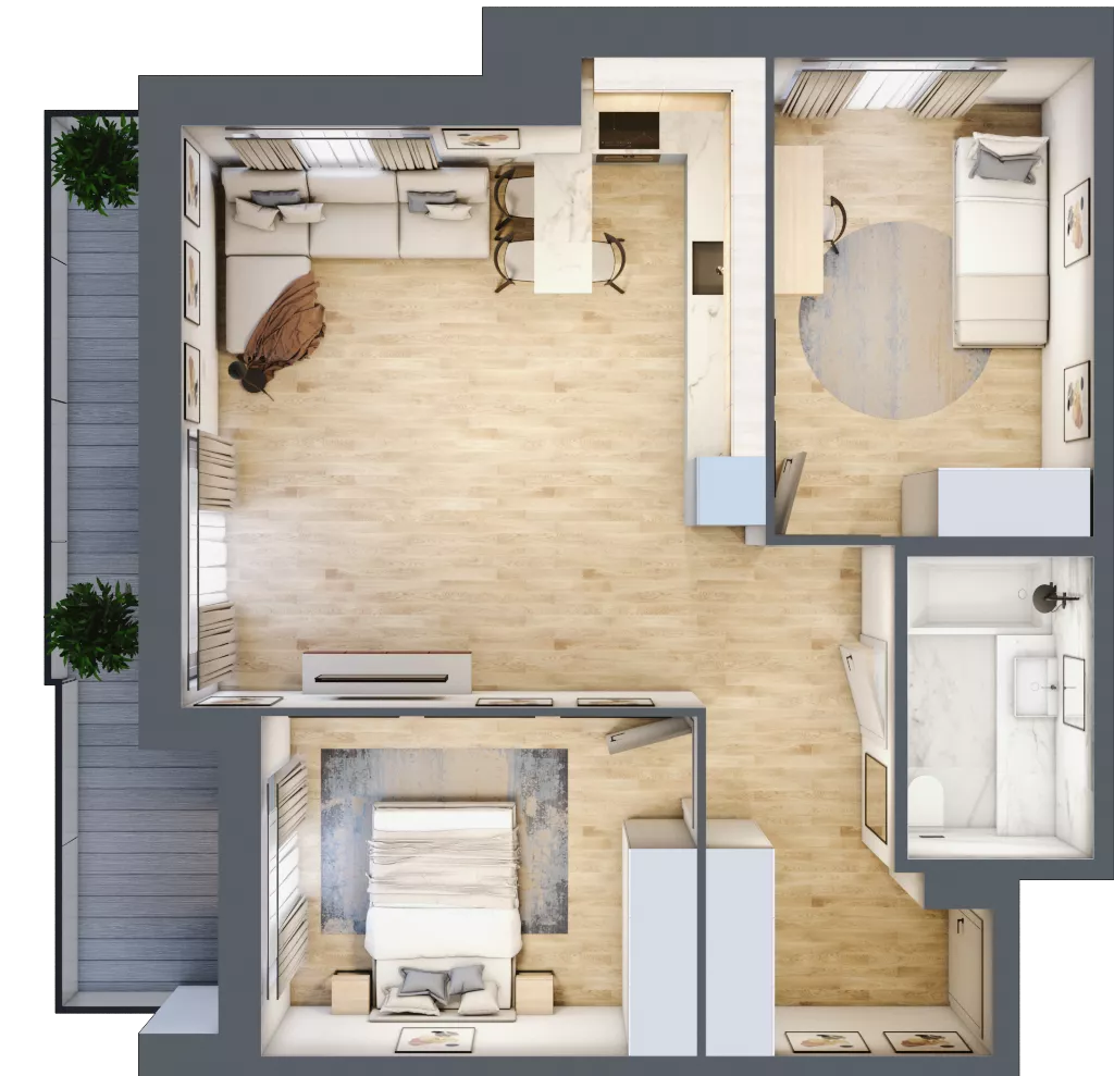 3 pokoje, mieszkanie 61,35 m², piętro 5, oferta nr F-BYD-E1-LM-2_M55, Osiedle Nowe Horyzonty, Bydgoszcz, Bartodzieje, ul. Mała 8,10 / Fordońska 16,18