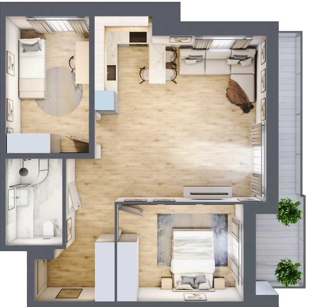 3 pokoje, mieszkanie 60,57 m², piętro 5, oferta nr F-BYD-E1-LM-2_M56, Osiedle Nowe Horyzonty, Bydgoszcz, Bartodzieje, ul. Mała 8,10 / Fordońska 16,18