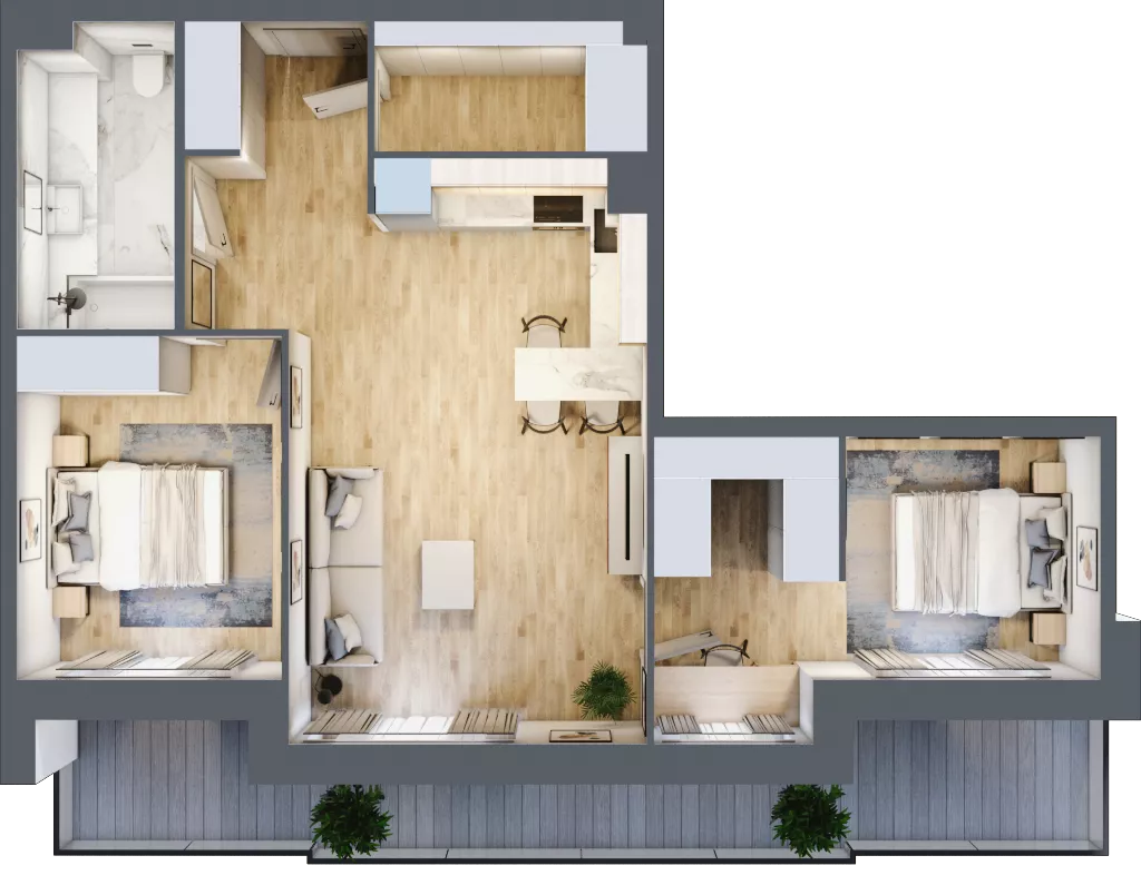 3 pokoje, mieszkanie 61,99 m², piętro 6, oferta nr F-BYD-E1-LM-2_M59, Osiedle Nowe Horyzonty, Bydgoszcz, Bartodzieje, ul. Mała 8,10 / Fordońska 16,18