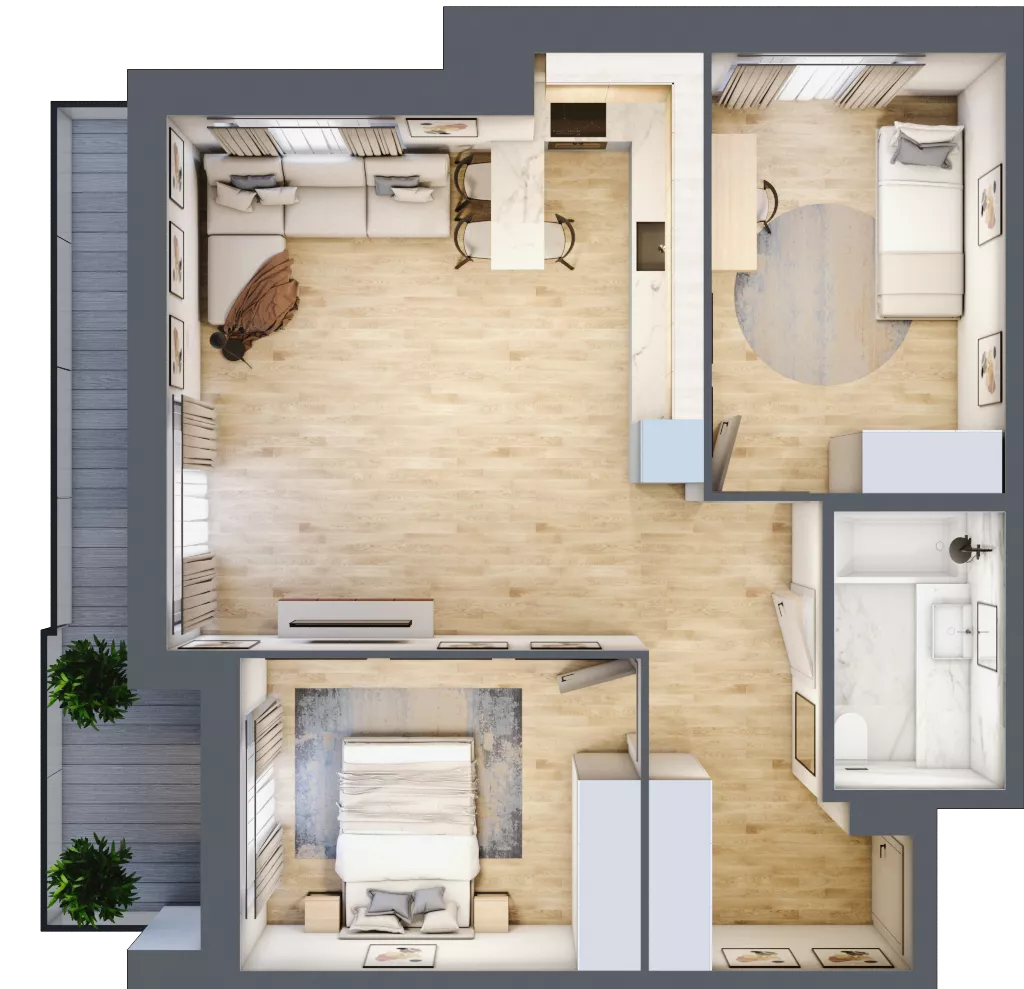 3 pokoje, mieszkanie 61,19 m², piętro 6, oferta nr F-BYD-E1-LM-2_M66, Osiedle Nowe Horyzonty, Bydgoszcz, Bartodzieje, ul. Mała 8,10 / Fordońska 16,18