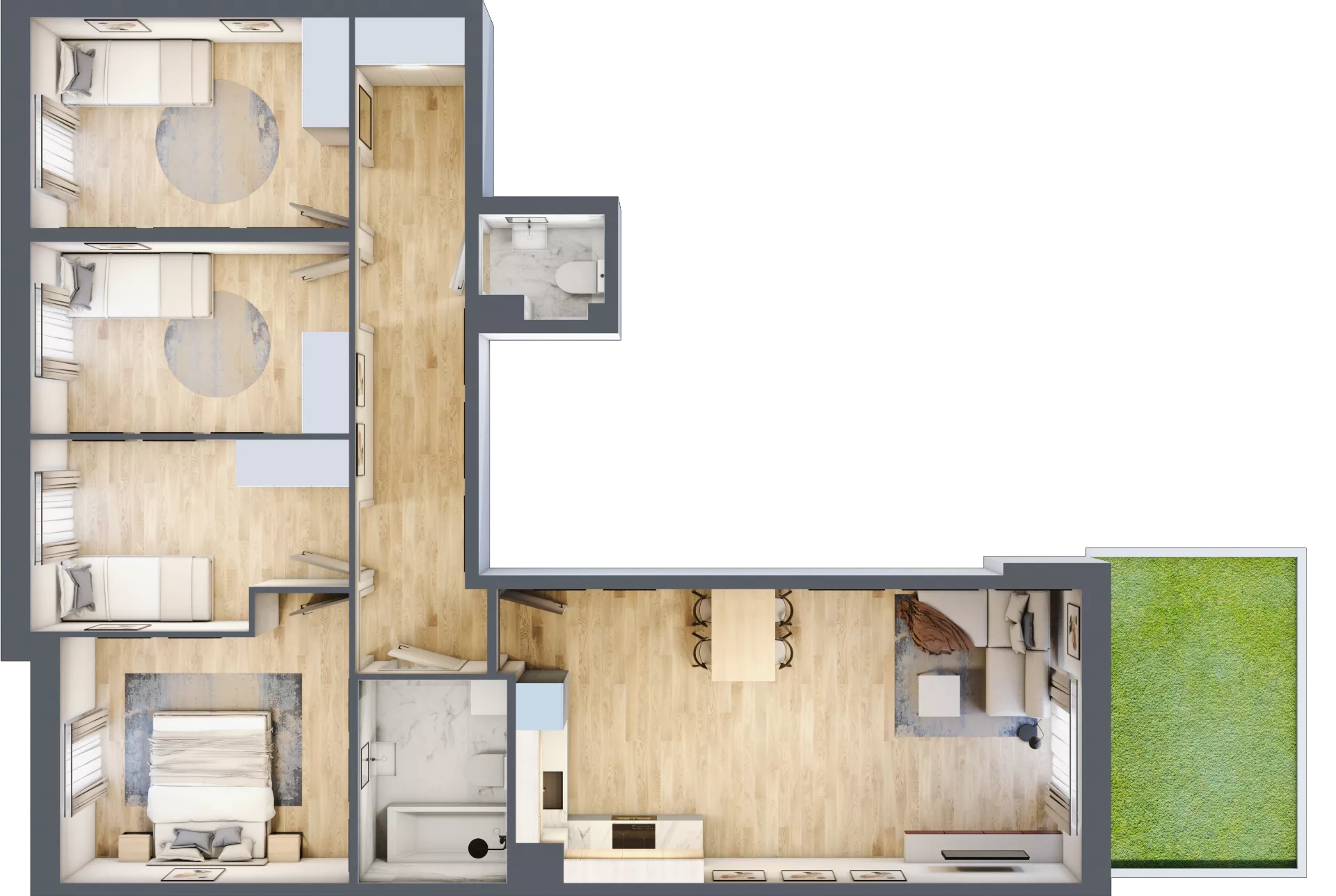 5 pokoi, mieszkanie 87,01 m², parter, oferta nr 12 (12), Osiedle JAR Heweliusza - bud. B, Toruń, Wrzosy, JAR, ul. Heweliusza 13-15A