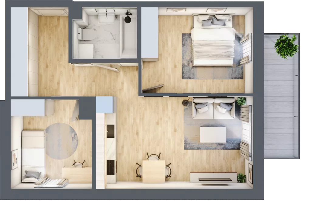3 pokoje, mieszkanie 53,75 m², piętro 3, oferta nr B42, Mickiewicza, Ciechocinek, ul. Mickiewicza 41B
