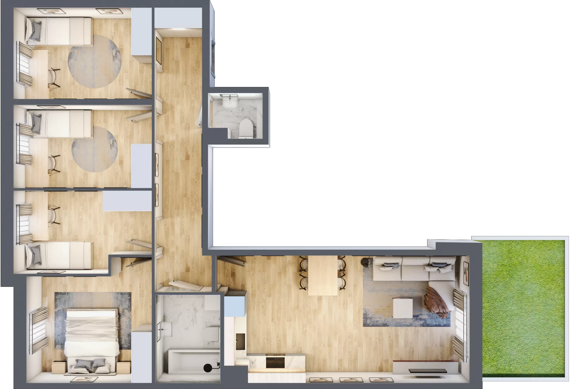 5 pokoi, mieszkanie 86,82 m², parter, oferta nr 11, Osiedle JAR Heweliusza - bud. C, Toruń, Wrzosy, JAR, ul. Jana Keplera 54-56
