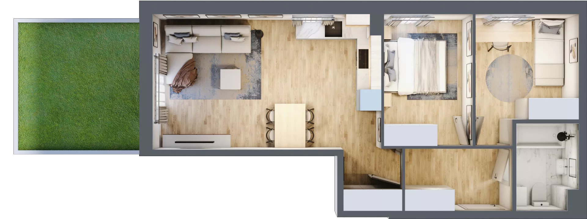 3 pokoje, mieszkanie 54,43 m², parter, oferta nr 45, Osiedle JAR Heweliusza - bud. C, Toruń, Wrzosy, JAR, ul. Jana Keplera 54-56
