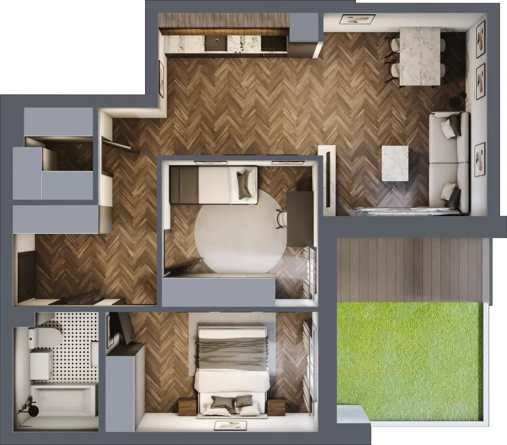 3 pokoje, mieszkanie 61,70 m², piętro 1, oferta nr ONH-C-KLF18-LM2, Osiedle Nowe Horyzonty - etap II, Bydgoszcz, Bartodzieje, ul. Fordońska 16-18