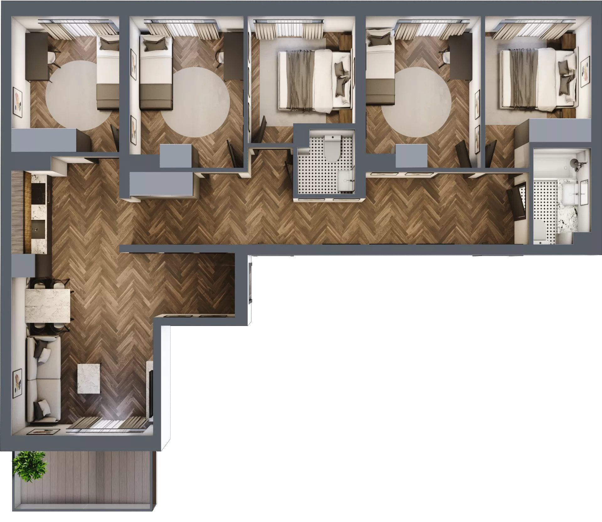 6 pokoi, mieszkanie 99,18 m², piętro 2, oferta nr ONH-C-KLF18-LM16, Osiedle Nowe Horyzonty - etap II, Bydgoszcz, Bartodzieje, ul. Fordońska 16-18