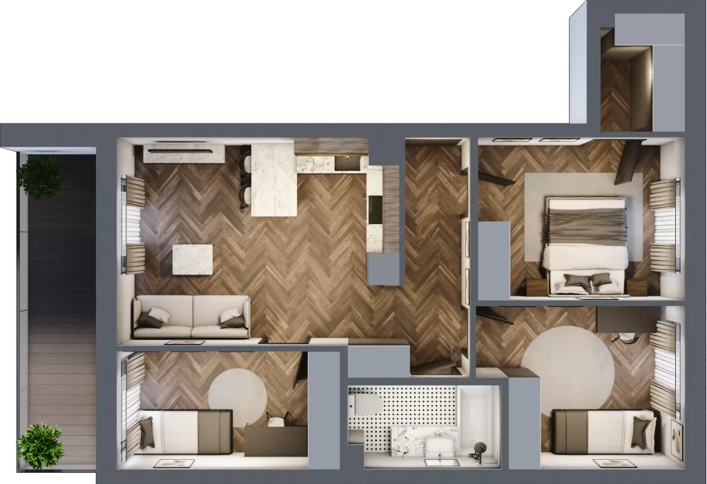 4 pokoje, mieszkanie 66,37 m², piętro 4, oferta nr ONH-C-KLF16-LM16, Osiedle Nowe Horyzonty - etap II, Bydgoszcz, Bartodzieje, ul. Fordońska 16-18