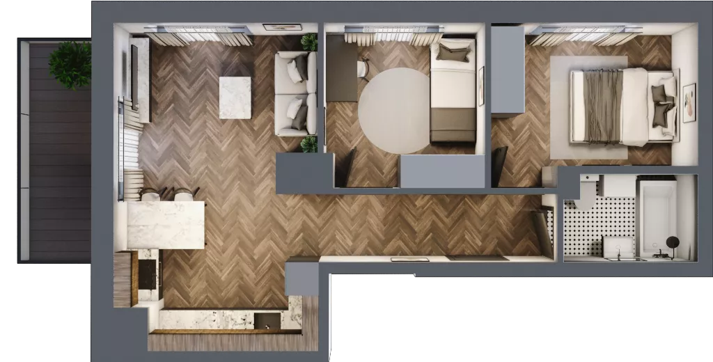 3 pokoje, mieszkanie 47,23 m², piętro 6, oferta nr ONH-C-KLF16-LM27, Osiedle Nowe Horyzonty - etap II, Bydgoszcz, Bartodzieje, ul. Fordońska 16-18
