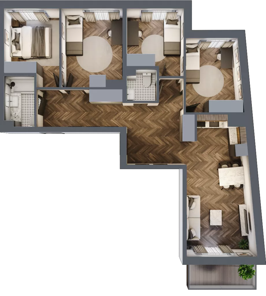5 pokoi, mieszkanie 83,65 m², piętro 6, oferta nr ONH-C-KLF18-LM41, Osiedle Nowe Horyzonty - etap II, Bydgoszcz, Bartodzieje, ul. Fordońska 16-18