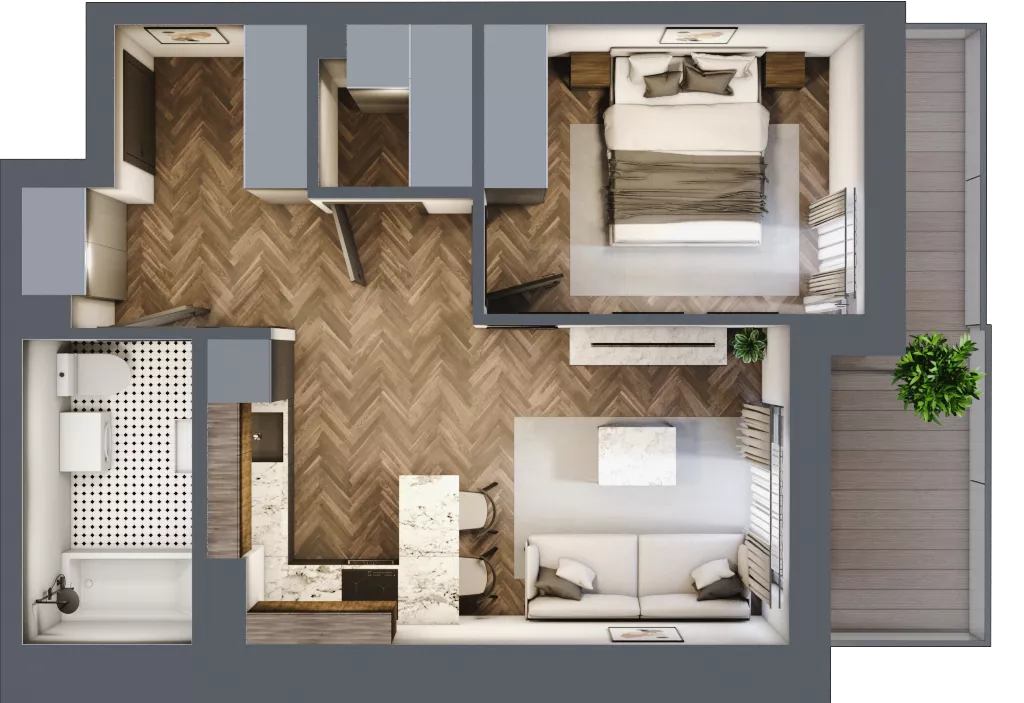 2 pokoje, mieszkanie 40,65 m², piętro 7, oferta nr ONH-C-KLF18-LM52, Osiedle Nowe Horyzonty - etap II, Bydgoszcz, Bartodzieje, ul. Fordońska 16-18