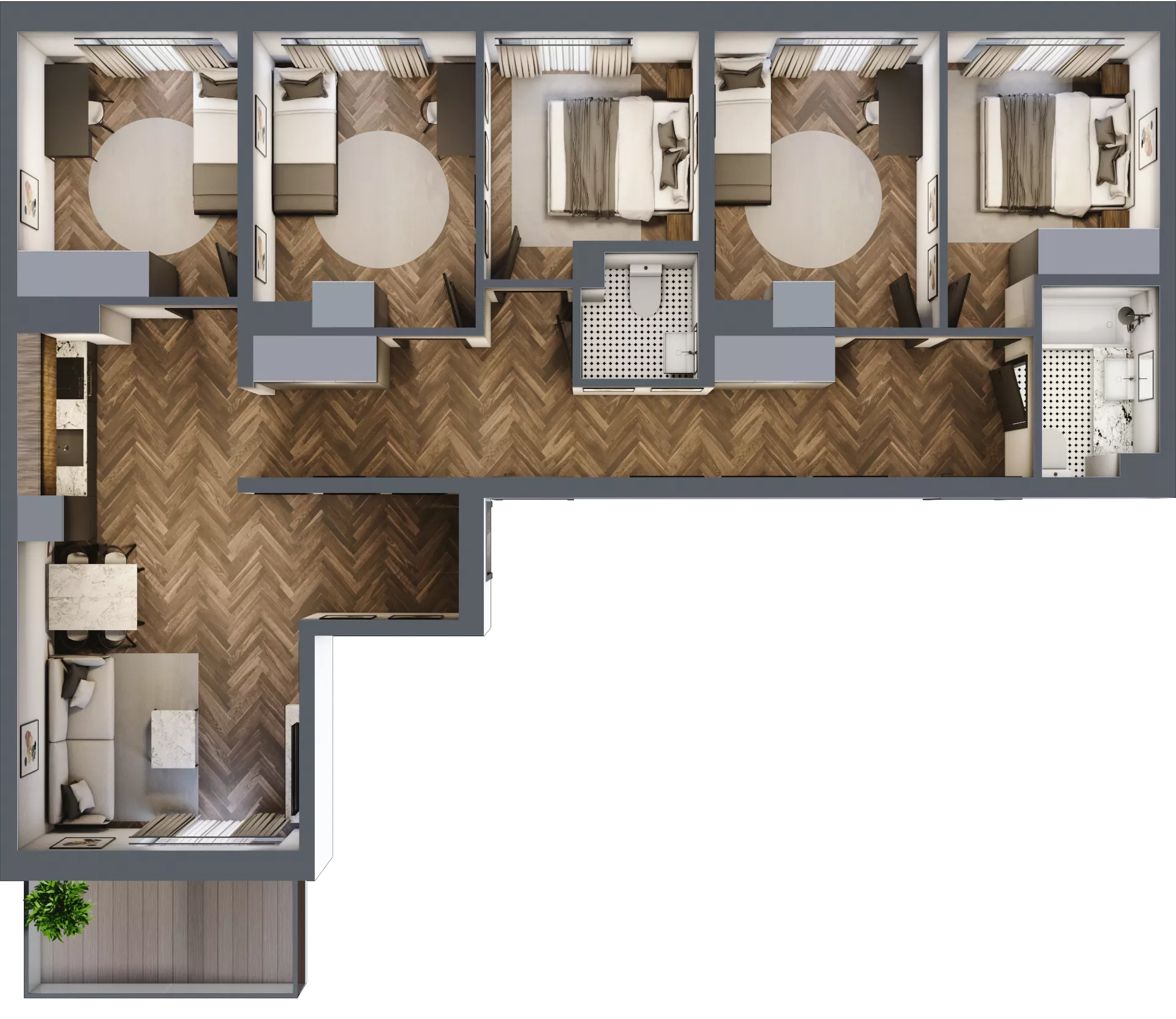 6 pokoi, mieszkanie 100,72 m², piętro 7, oferta nr ONH-C-KLF18-LM56, Osiedle Nowe Horyzonty - etap II, Bydgoszcz, Bartodzieje, ul. Fordońska 16-18