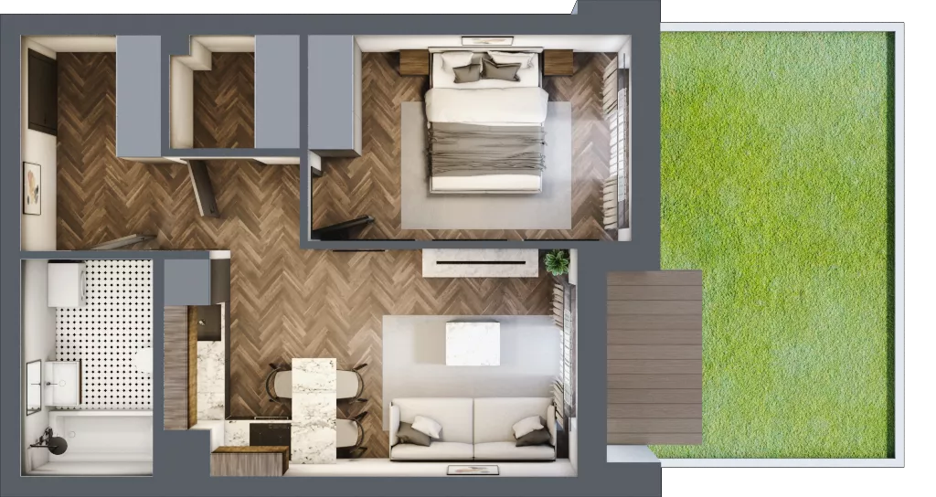 2 pokoje, mieszkanie 41,04 m², piętro 1, oferta nr ONH-B-KLM12-LM2, Osiedle Nowe Horyzonty - etap III, Bydgoszcz, Bartodzieje, ul. Mała 12-14