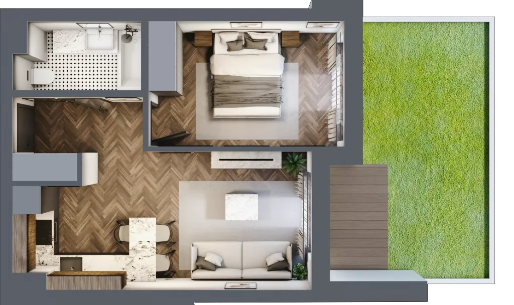 2 pokoje, mieszkanie 36,44 m², piętro 1, oferta nr ONH-B-KLM12-LM8, Osiedle Nowe Horyzonty - etap III, Bydgoszcz, Bartodzieje, ul. Mała 12-14