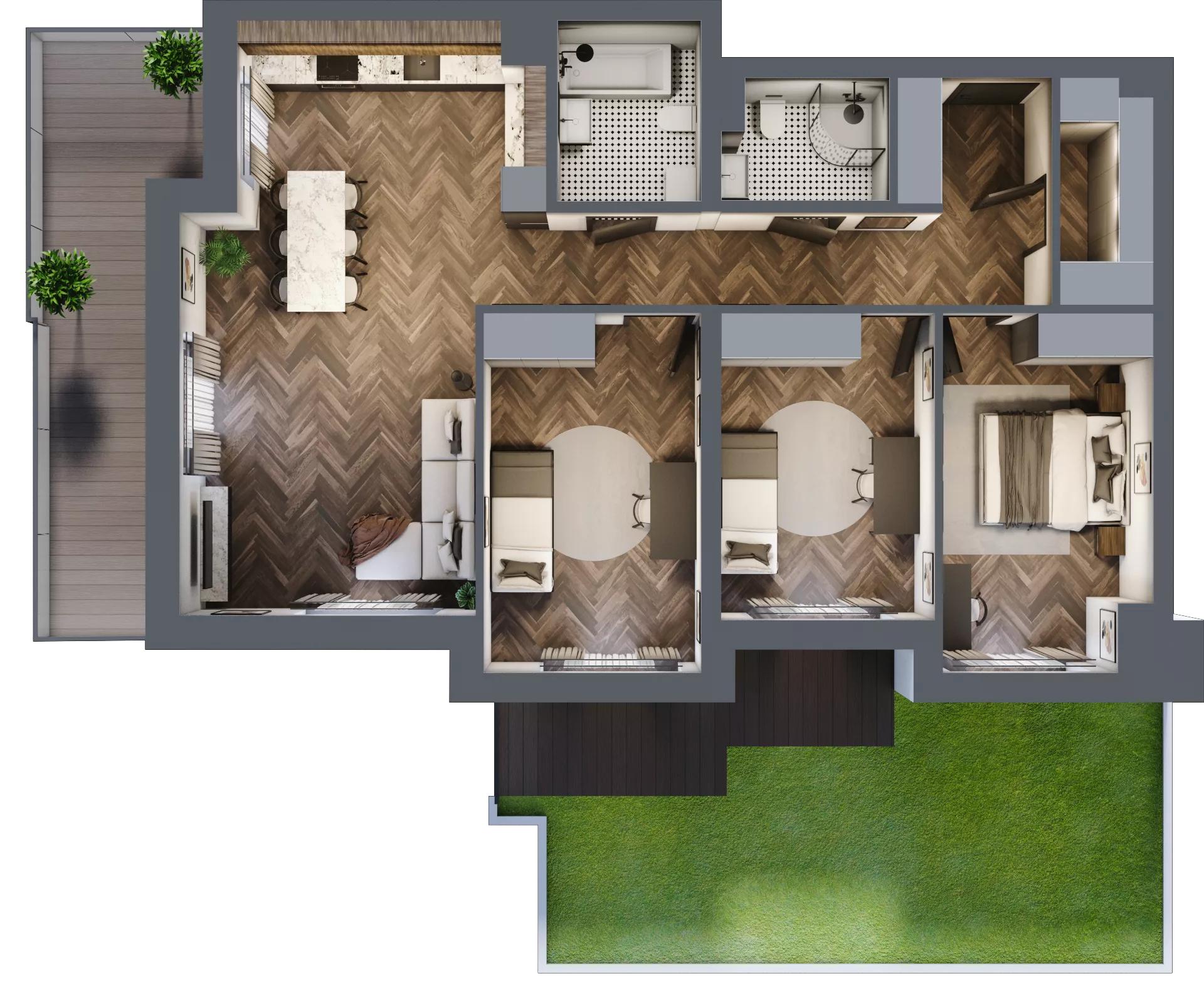 4 pokoje, mieszkanie 93,69 m², piętro 1, oferta nr ONH-B-KLM14-LM6, Osiedle Nowe Horyzonty - etap III, Bydgoszcz, Bartodzieje, ul. Mała 12-14