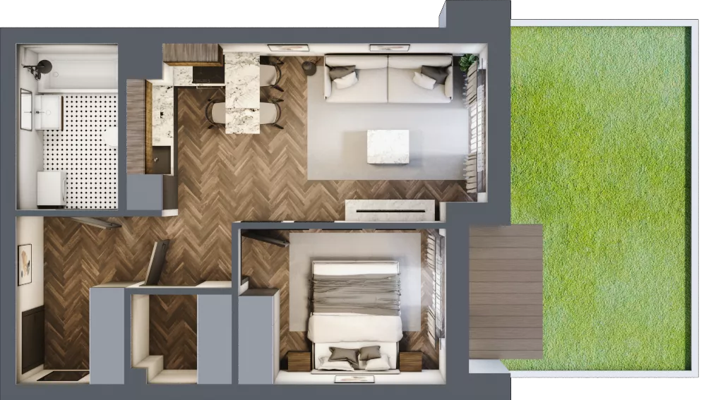 2 pokoje, mieszkanie 41,11 m², piętro 1, oferta nr ONH-B-KLM14-LM11, Osiedle Nowe Horyzonty - etap III, Bydgoszcz, Bartodzieje, ul. Mała 12-14