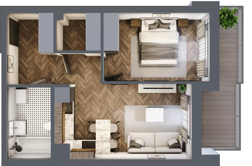 2 pokoje, mieszkanie 41,02 m², piętro 2, oferta nr ONH-B-KLM12-LM10, Osiedle Nowe Horyzonty - etap III, Bydgoszcz, Bartodzieje, ul. Mała 12-14