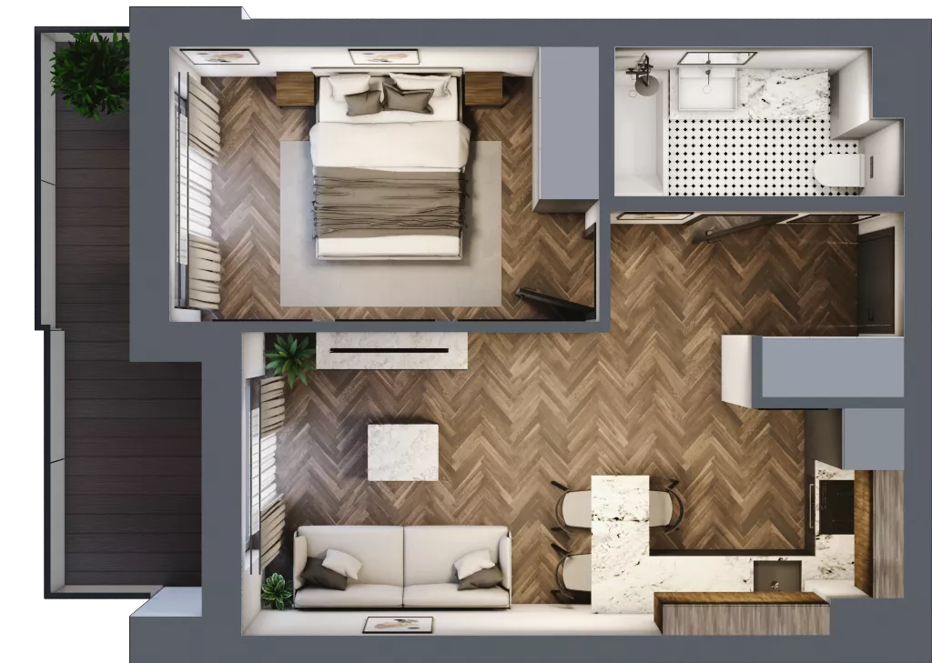 2 pokoje, mieszkanie 36,83 m², piętro 2, oferta nr ONH-B-KLM12-LM12, Osiedle Nowe Horyzonty - etap III, Bydgoszcz, Bartodzieje, ul. Mała 12-14