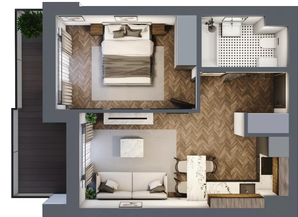 2 pokoje, mieszkanie 35,67 m², piętro 2, oferta nr ONH-B-KLM12-LM13, Osiedle Nowe Horyzonty - etap III, Bydgoszcz, Bartodzieje, ul. Mała 12-14