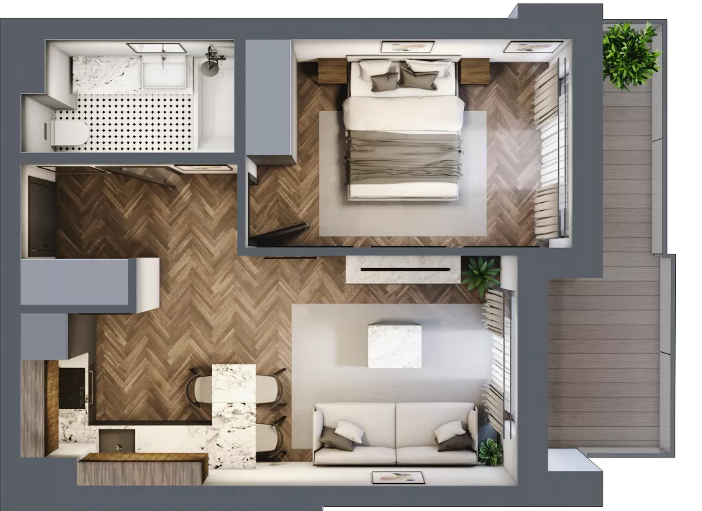2 pokoje, mieszkanie 36,45 m², piętro 2, oferta nr ONH-B-KLM12-LM17, Osiedle Nowe Horyzonty - etap III, Bydgoszcz, Bartodzieje, ul. Mała 12-14