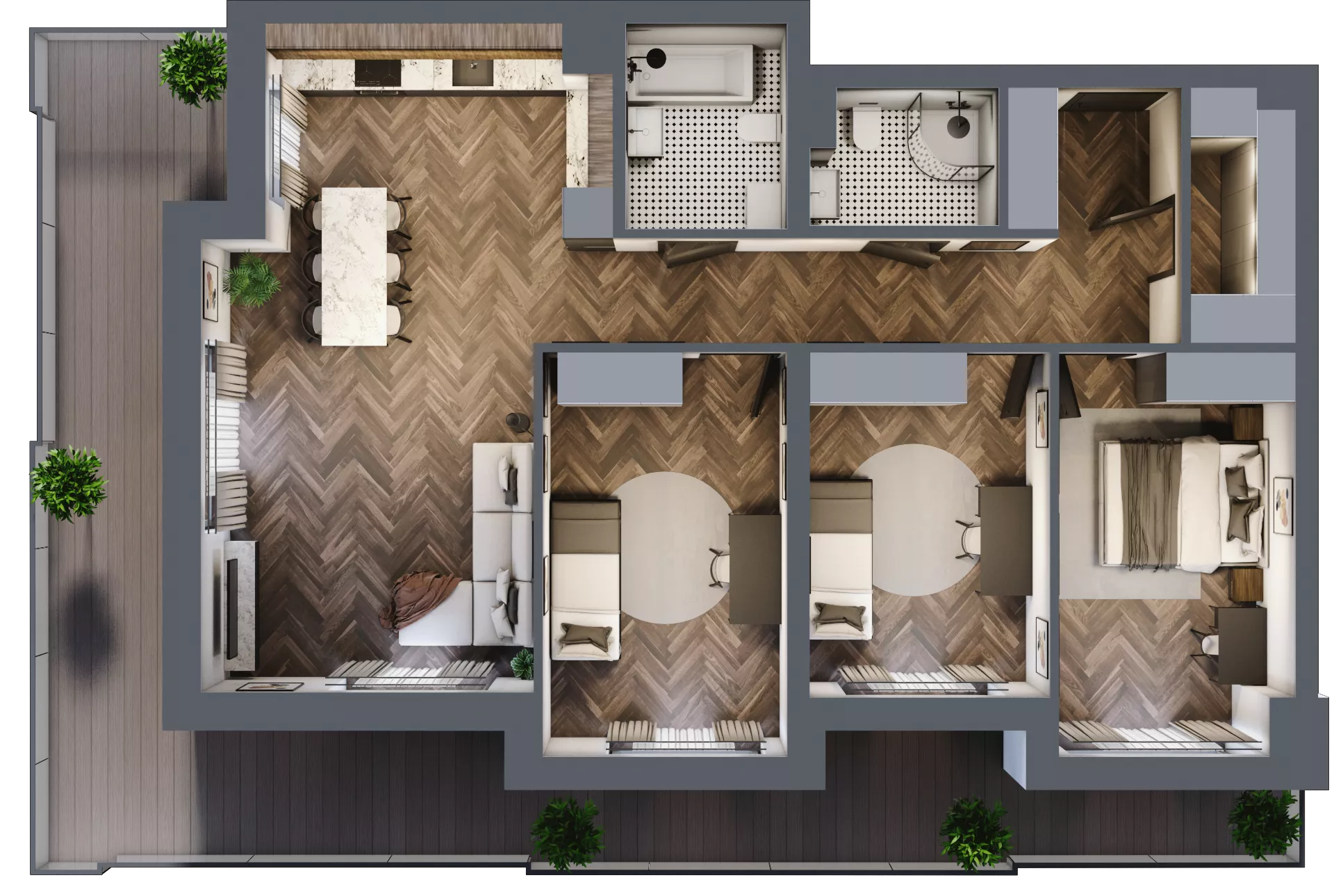 4 pokoje, mieszkanie 94,02 m², piętro 2, oferta nr ONH-B-KLM14-LM14, Osiedle Nowe Horyzonty - etap III, Bydgoszcz, Bartodzieje, ul. Mała 12-14