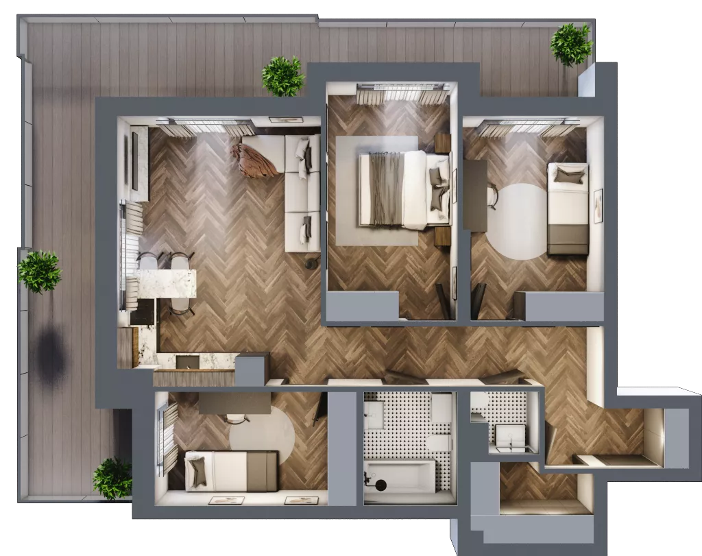 4 pokoje, mieszkanie 77,64 m², piętro 2, oferta nr ONH-B-KLM14-LM15, Osiedle Nowe Horyzonty - etap III, Bydgoszcz, Bartodzieje, ul. Mała 12-14