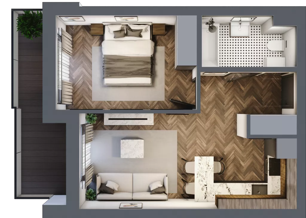 2 pokoje, mieszkanie 37,19 m², piętro 2, oferta nr ONH-B-KLM14-LM17, Osiedle Nowe Horyzonty - etap III, Bydgoszcz, Bartodzieje, ul. Mała 12-14