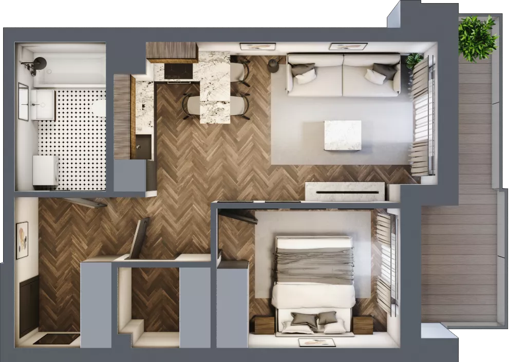 2 pokoje, mieszkanie 41,11 m², piętro 2, oferta nr ONH-B-KLM14-LM20, Osiedle Nowe Horyzonty - etap III, Bydgoszcz, Bartodzieje, ul. Mała 12-14