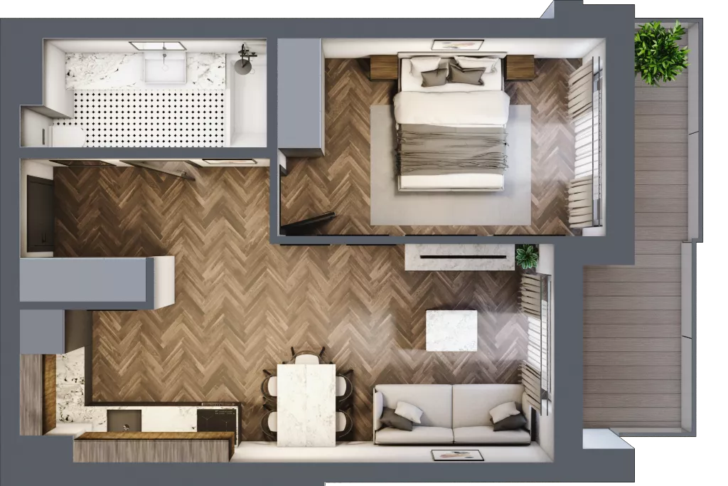 2 pokoje, mieszkanie 41,10 m², piętro 2, oferta nr ONH-B-KLM14-LM21, Osiedle Nowe Horyzonty - etap III, Bydgoszcz, Bartodzieje, ul. Mała 12-14