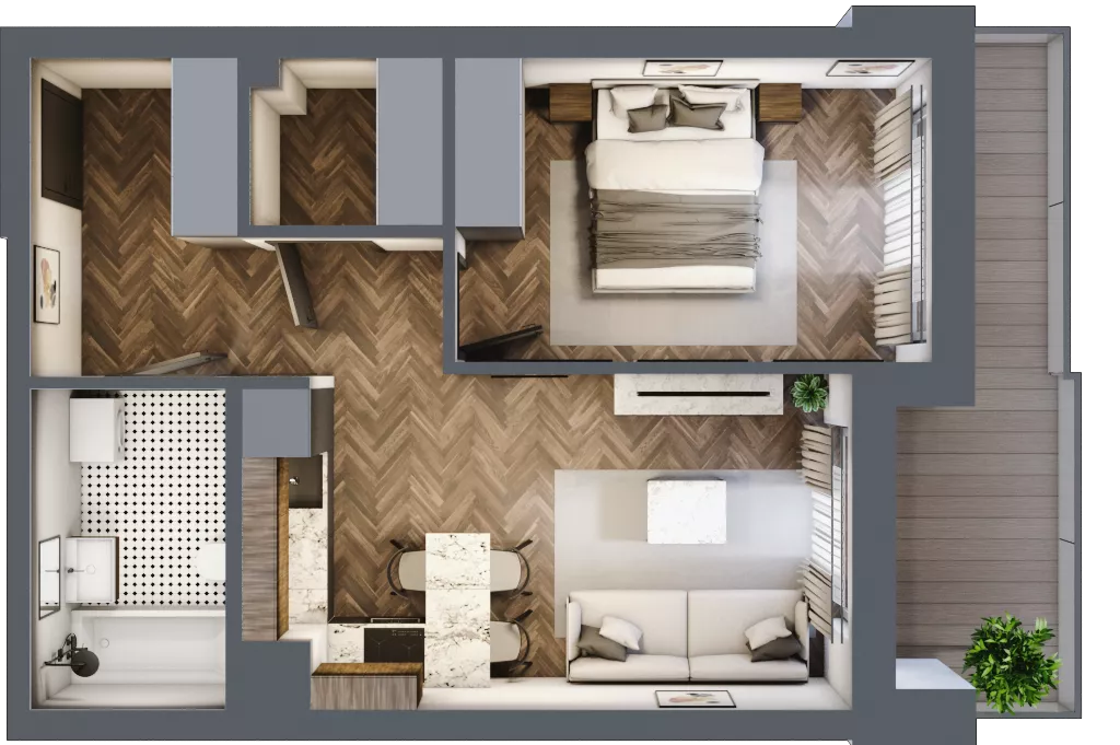 2 pokoje, mieszkanie 41,03 m², piętro 3, oferta nr ONH-B-KLM12-LM19, Osiedle Nowe Horyzonty - etap III, Bydgoszcz, Bartodzieje, ul. Mała 12-14